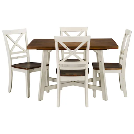 Rustic Two-Tone Table and Chair Set